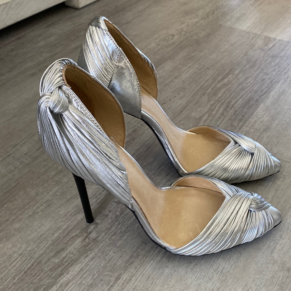 L.A.M.B Warner silver heels